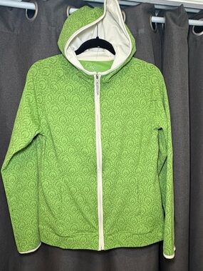 CLOVER  by Bobbi Jones | green hooded zip performance jacket womans size L
